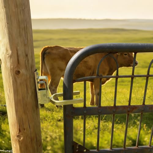 1PCS Heavy Duty Automatic Locking Gate Latch- Farm/Ranch Fence Latch with Zinc Coating, One-Hand Operation & Spring Lock, Easy Install for Wood/Metal/Pipe Fences