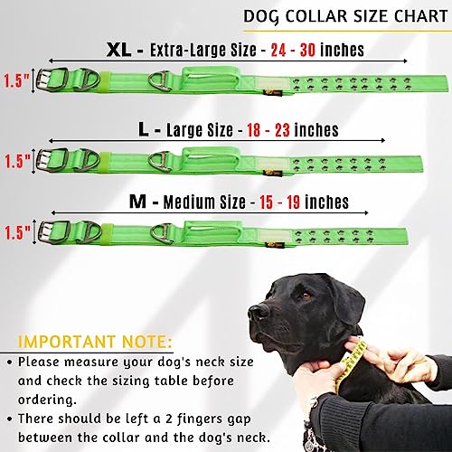 ADITYNA Heavy Duty Dog Collar for Medium Dogs with Traffic Handle - color: Green, size: Medium: Fit 15-19" Neck