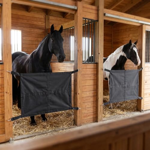 2 Pcs Horse Stall Guards, 27"x19" Waterproof Stall Guard with Adjustable Straps and Metal Hooks, Livestock Fencing Equestrian Supplies for Horses Stable Barn Trailers