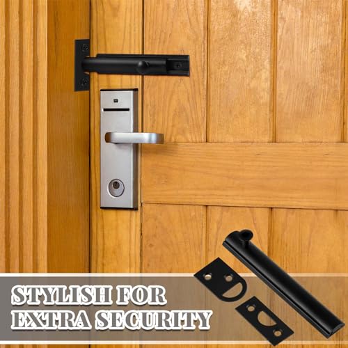 Lothee 4" 4 Pcs Brass Surface Bolt Door Latch, Matte Black - color: Matte Black, size: 4 Inch
