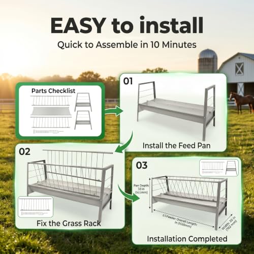 99 Gallon Galvanized Goat Feeder, Weather Resistant Goat Feeder with Hay and Grain Feeder,Ground Livestock Feeder for Goats Sheep Calves