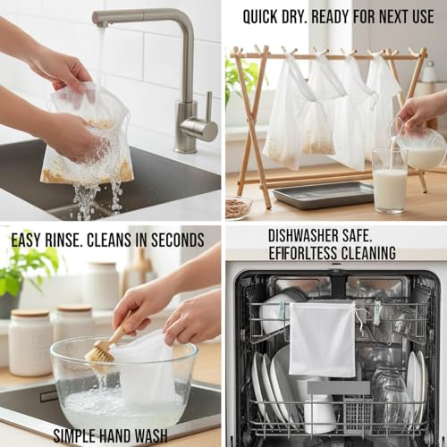 Kimmama Nut Milk Bag, Cheese Cloth Bag for Straining, Nylon, 7.9x11.8",4Pcs