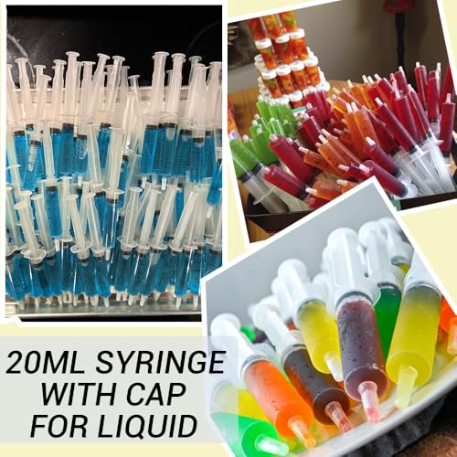 100 Pack 20ml Syringes with Cap for Liquid, 20cc syringe Whole Pack Bulk Sterile Sealed, No Needle - color: 20ML, size: 100 pcs