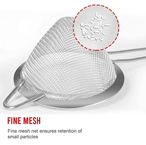 Set of 2 Stainless Steel Mesh Strainers for Kitchen - 5.5 inch Round Fine Mesh Strainer & 3.4 inch Conical Strainer Fine Mesh - Ideal to Sieve Pasta Noodles, Quinoa, Tea, Coffee, Juices, Flour