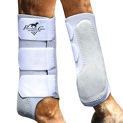 Professional's Choice Equine Easy-Fit Front Leg Splint Boot | Hook & Loop Closure | Sold in Pairs | One Size Fits All - color: White, size: One Size