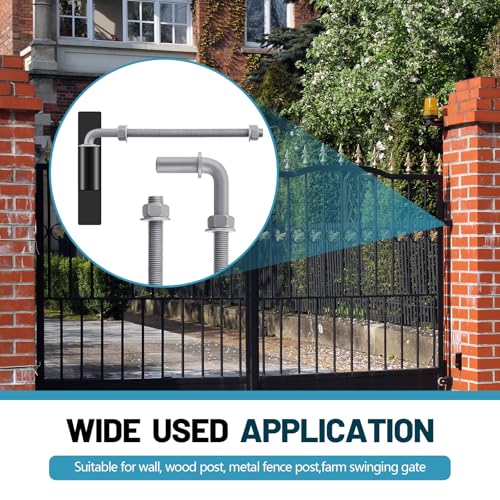 Otooling 4 Pack J-Bolt Gate Hinges, Galvanized Fence Hardware,11" | 5/8"-11 Threaded J-Bolt Hinges with Nuts and Washers, Rust Resistant for Cattle Gates, Fences, Corrals and Farms