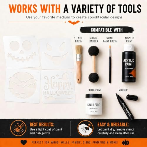 25 Halloween Face Stencils for Pumpkin Masks, Treat Bags, and Party Crafts - color: Halloween