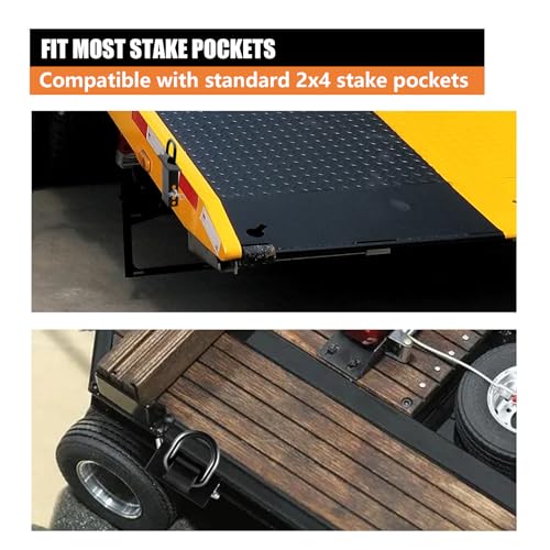 6Pack Trailer Stake Pocket D Rings Tie Downs Heavy Duty 18200lbs D-Ring Anchor 1/2 inch, Car Trailer Accessories Black - size: 6-2x4