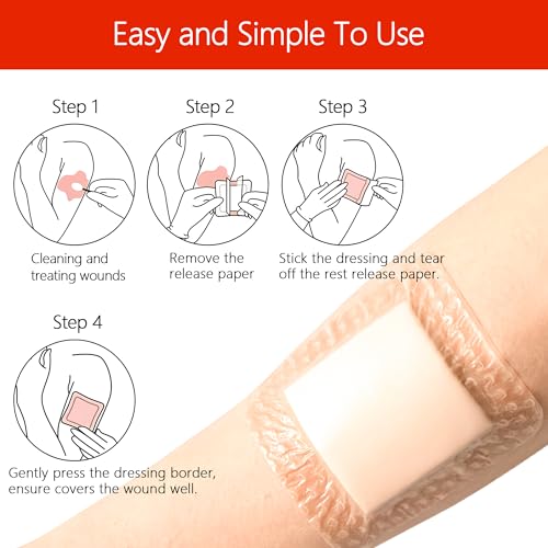Silicone Foam Dressing, Waterproof Silicone Bandages, Heavy Exudate Wound Care Pads, High Absorbency Bed Sore Bandages Wound Care Dressing Pad 4"x4" 5 Packs