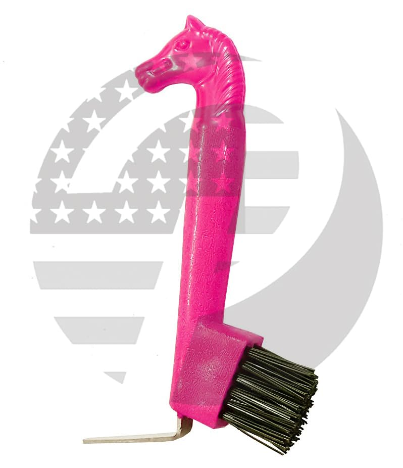 Horse Head HOOF PICKS WITH BRUSH (Pink) - color: Pink