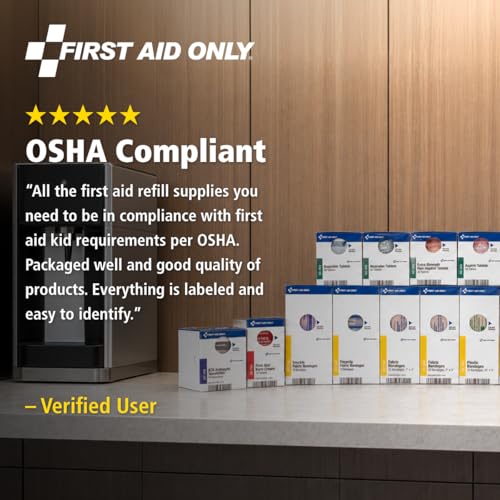 First Aid Only 700002 SmartCompliance 50-Person First Aid Kit Refill Supplies for Business, Worksite, and Home, 237 Pieces, Blue