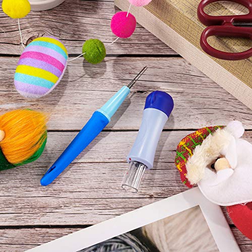 WILLBOND 2 Pack Needle Felting Tool Pen with 3 Needles Punch Style Tool with 7 Barbed Wool Accessories Wool Needle Felting for DIY Patchwork and Craft Making Felt