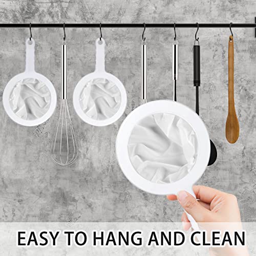 WXJ13 3 Pieces Ultra-Fine Nylon Mesh Strainer, Food Yogurt Mesh, Plastic Sieve Fine Mesh Colander with Handle for Filtering Juice Milk Soy Coffee Honey Wine Yogurt (100/200/400Mesh)