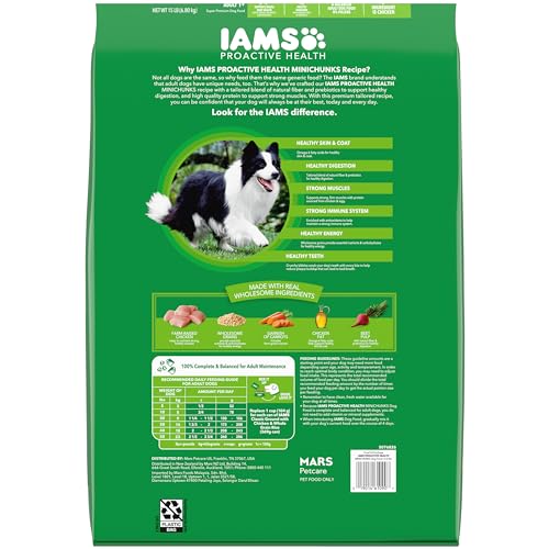 IAMS Proactive Health 성인용 Minichunks 건식 개 사료, 닭고기, 6.8kg(15파운드) - size: 15파운드(1팩)