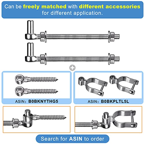 Insaga J Bolt Gate Hinge, 304 Stainless Steel Farm Gate Hinges, M12 x 10'' Gate Hinge Bolt 5/8'' for Chain Link Fence/Farm/Wooden Fence/Driveway, Supports up to 500lbs, 4pcs - color: M12-10''-4PCS