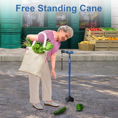KingPavonini Walking Cane for Men Women Stability, Self Standing - color: Blue