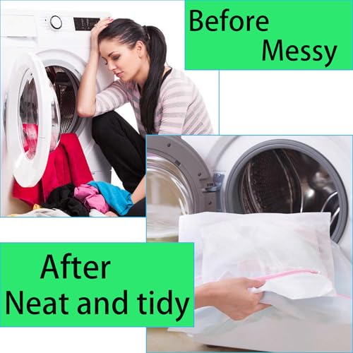 4 Pieces Jumbo Mesh Laundry Bags, 2*(44 x 36 )and 2*(24 x 32) In Large Mesh Wash Bags Zippered Garment Bag for Washing Machine Garment Dirty Clothes Washer Dryer Net Protector