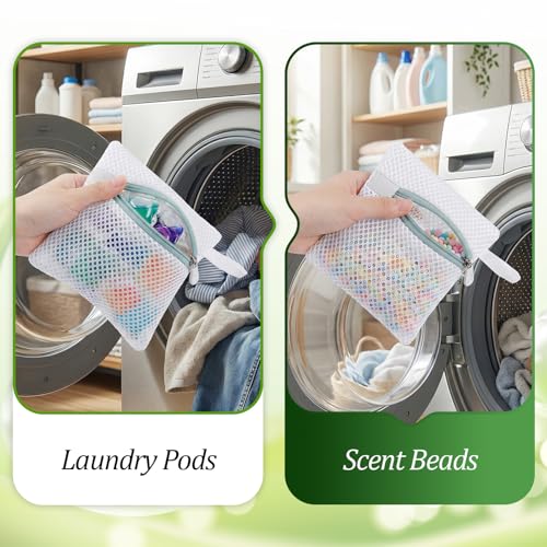 Tyqour 4pcs Small Mesh Laundry Bags, Anti-Sticking Laundry Pod Bags, Durable Polyester Storage Bags for Scented Beads, Travel Laundry Organizer, Protect Delicate Garments