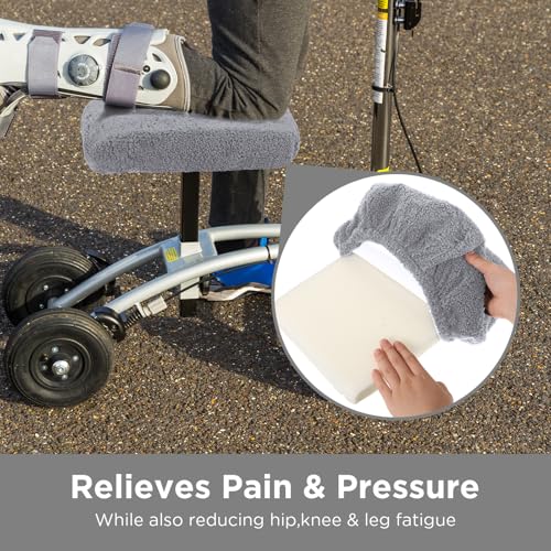 Breling Knee Scooter Pad Cover Faux Sheepskin Scooter Seat Cushion Memory Foam Knee Scooter Cushion Soft Plush Walker Seat Cover Universal for Comfort During Injury(Gray) - color: Gray