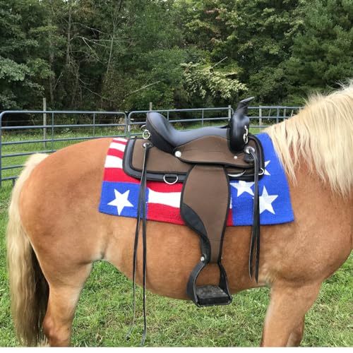 Tahoe Tack Patriotic American Flag Blanket 32" x 32"- Use for Western Horse Saddles, Throw Rug, Mat, Crafts, Decoration, Parades