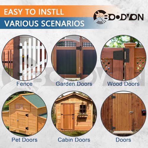 3.5 Inch Heavy Duty Gate Hinges, Extra Thick Black Shed Barn Door Hinges for Wooden Fences, Yard Gate, Vinyl Fence Gate, Garage, Gate Door Hinges for Indoor Outdoor(4 Pack)