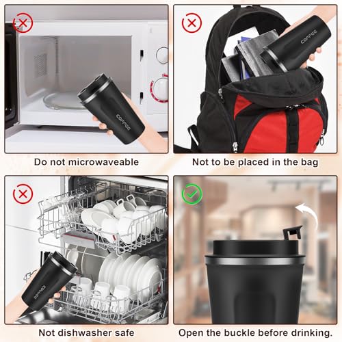 MOMSIV 17oz Travel Coffee Mug, Insulated Coffee Cup with Leakproof Lid - color: A-Black-17oz
