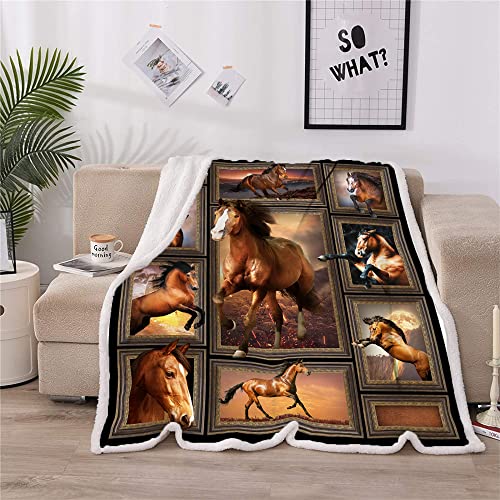 Cozy Horse Print Throw Blanket for Girls - Warm & Comfy, 50"x60" Western Horse Blanket - size: 50" x 60"