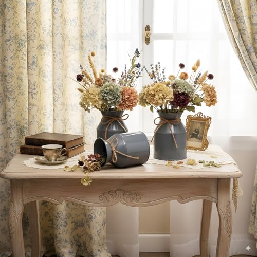 Domensi 6 Pcs Farmhouse Metal Flower Vase, Gray - color: Gray