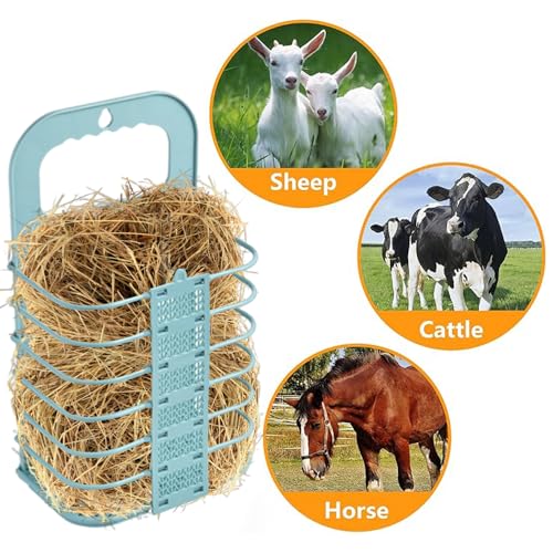 Ouliget Foldable Horse Ivestock Feeder,Wall Mount Hay Rack,Fowl Feeder Veggie Fruit Basket,Hay Feeder for Goats Sheep for Slow Feeding,18.1x6.3x9.8 inch