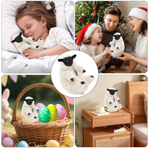 Cute Shaved Sheep Stuffed Animal, Kawaii Lamb Plushie Toy for Teen Kid Girl - color: Blackwhite