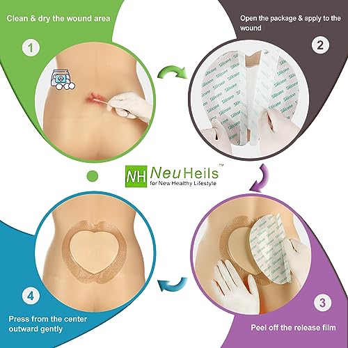 NeuHeils Sacrum Silicone Foam Dressing with Gentle Border 7”x7”, 5 Pack - size: 7''x7'' (Pack of 5)