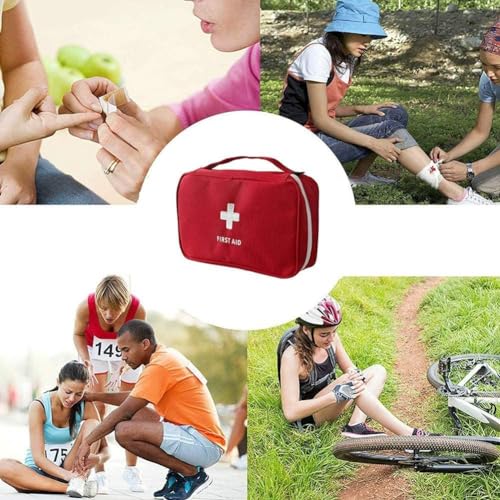 4 Pack First Aid Bag Empty Portable Mini Emergency Storage Red