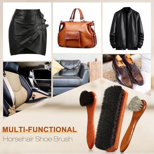4Pcs Shoe Shine Kit, Horsehair Brush for Cleaning and Polishing - size: 4PCS