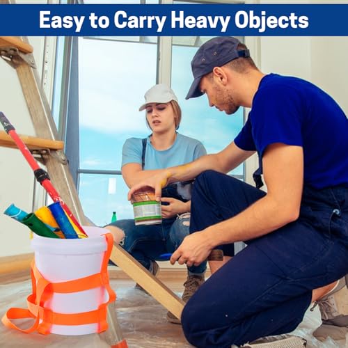 Bucket Sling for 5 Gallon Bucket, 1.9 Inch Wide Webbing Sling Lifting Multifunctional Drum Handling Sling with 2 Belly Bands, Capacity up to 200 LBS