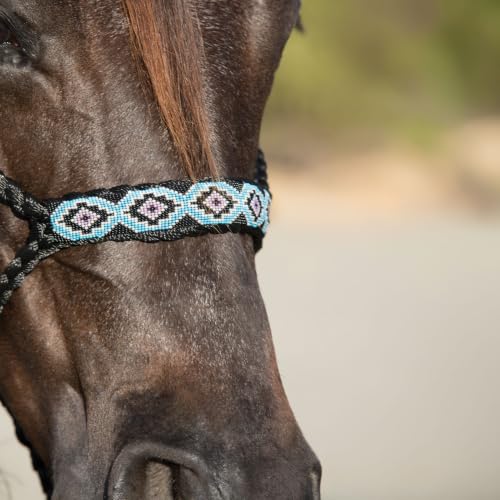 Professional's Choice Cowboy Braided Horse Halter - color: Black/Blue, style: Beads
