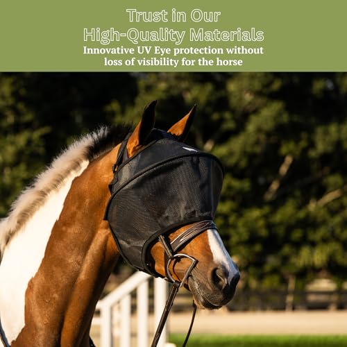 Horse Fly Mask Visor with UV Shield, Adjustable Fit for Riding
