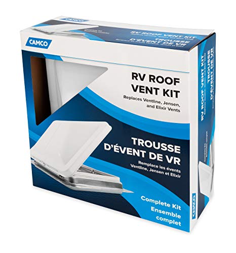 Camco RV Roof Vent Kit - Features Waterproof Design & Translucent Lid - Includes Built-In Screen - Compatible w/RV Roofs from 1.25” to 2.25” Thick - Replace Ventline, Jensen & Elixir Vents (40480)