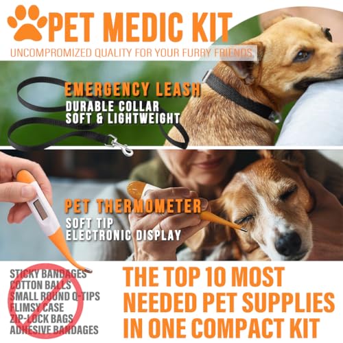 EVERLIT Pet Medic First Aid Kit | 95 Pcs Vet-Approved Medical, Outdoor & Emergency Supplies for Dogs, Cats, Animal Care | Travel-Friendly Compact Bag for Home, Car and Travel (Raven Black) - color: Clear