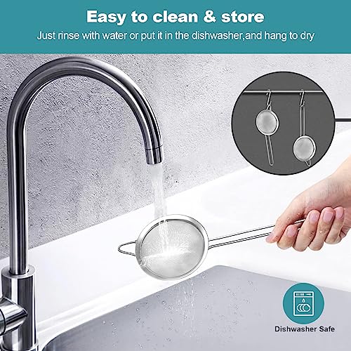 2 Pack Fine Mesh Strainer, Small Stainless Steel Sieves with Handles, for Steeping Loose Leaf Tea, Straining Cocktail, Juice and Sifting Flour, Powdered Sugar (2pcs) - color: 2pcs