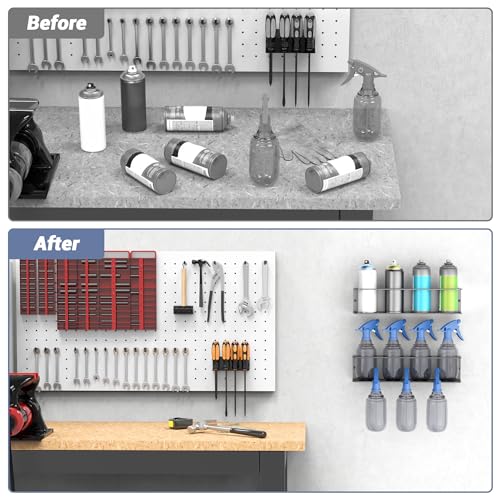 WALMANN Spray Bottle Holder Wall Mount, Metal Spray Can Storage Rack - style: Holds 8 Cans