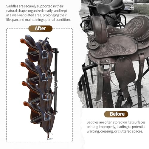 4 Tier Saddle Rack Wall Mount,Horse Saddle Storage Rack