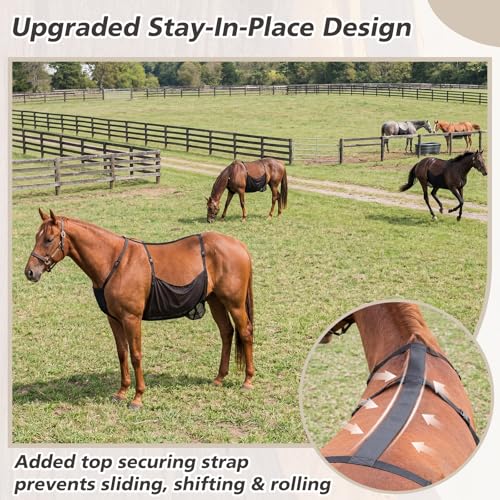 Horse Belly Guard, Adjustable Belly Protector Upgraded Breathable Mesh Girth Padding Suitable for Riding and Stables, for Enhanced Horse Comfort, 47.24 x 27.5 in
