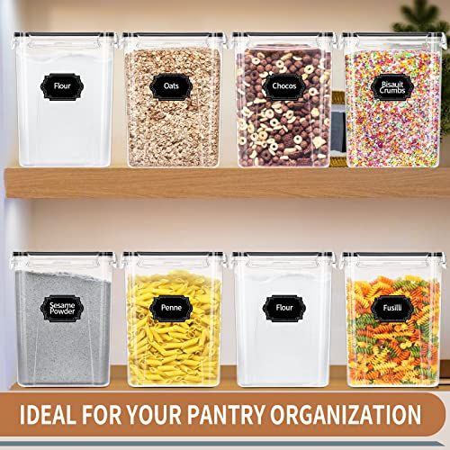 PRAKI Large Airtight Food Storage Containers 5.2L / 195oz, 4pcs Pantry Kitchen Organizers and Storage for Flour, Sugar, Baking Supplies, BPA Free, Plastic Flour Containers with 20 Labels & Maker - size: 5.2 l