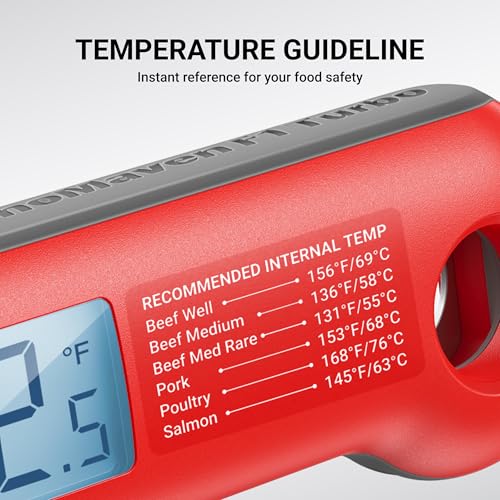 ThermoMaven 0.5 Sec Professional Meat Thermometer Digital, ±0.5°F Accuracy | NIST&NSF Certified, IP67 Waterproof, Auto-Rotating Backlit Display, Lift-to-Wake, for BBQ/Cooking/Candy, Red&Gray - color: Red & Gray