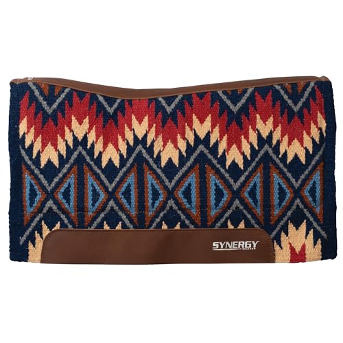 Weaver Equine Synergy Contoured Performance Saddle Pad - color: Quest-Navy/Red, size: 32" x 34"