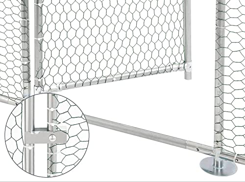 Large Metal Chicken Coop Plastic-Dipped Hexagonal Galvanized Wire Net Cage,W/Removable Waterproof & Anti-Ultraviolet PE Cover,Duck Rabbit Sheep Outdoor House(10' L x 20' W x 6.56' H)