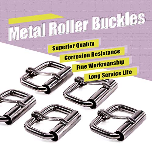 Swpeet 60Pcs 1 Inch / 25mm Heavy Duty Metal Ring Buckle Webbing Belts - color: Gun-black, style: Metal Roller Buckles
