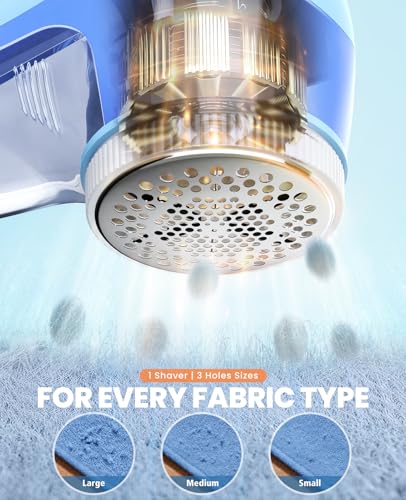POPCHOSE Fabric Shaver, Lint Shaver with 6-Leaf Blade, Rechargeable - color: Blue Cyan