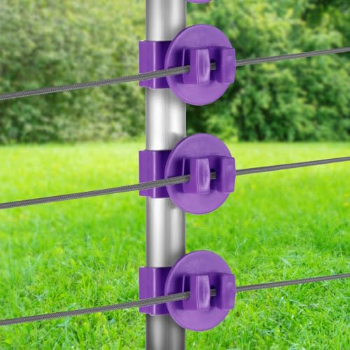 Geiserailie 200 Pcs Purple T Post Insulators Electric Fence Posts Electric Fence Insulators Wire Standard Snug Fitting T Post Clips for Agricultural Ranchers - color: Purple