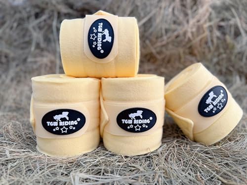 Horse Polo Leg Wraps, Equine Fleece Polo Wraps (Set of 4) - Horse Leg Bandages (Yellow) - color: Yellow